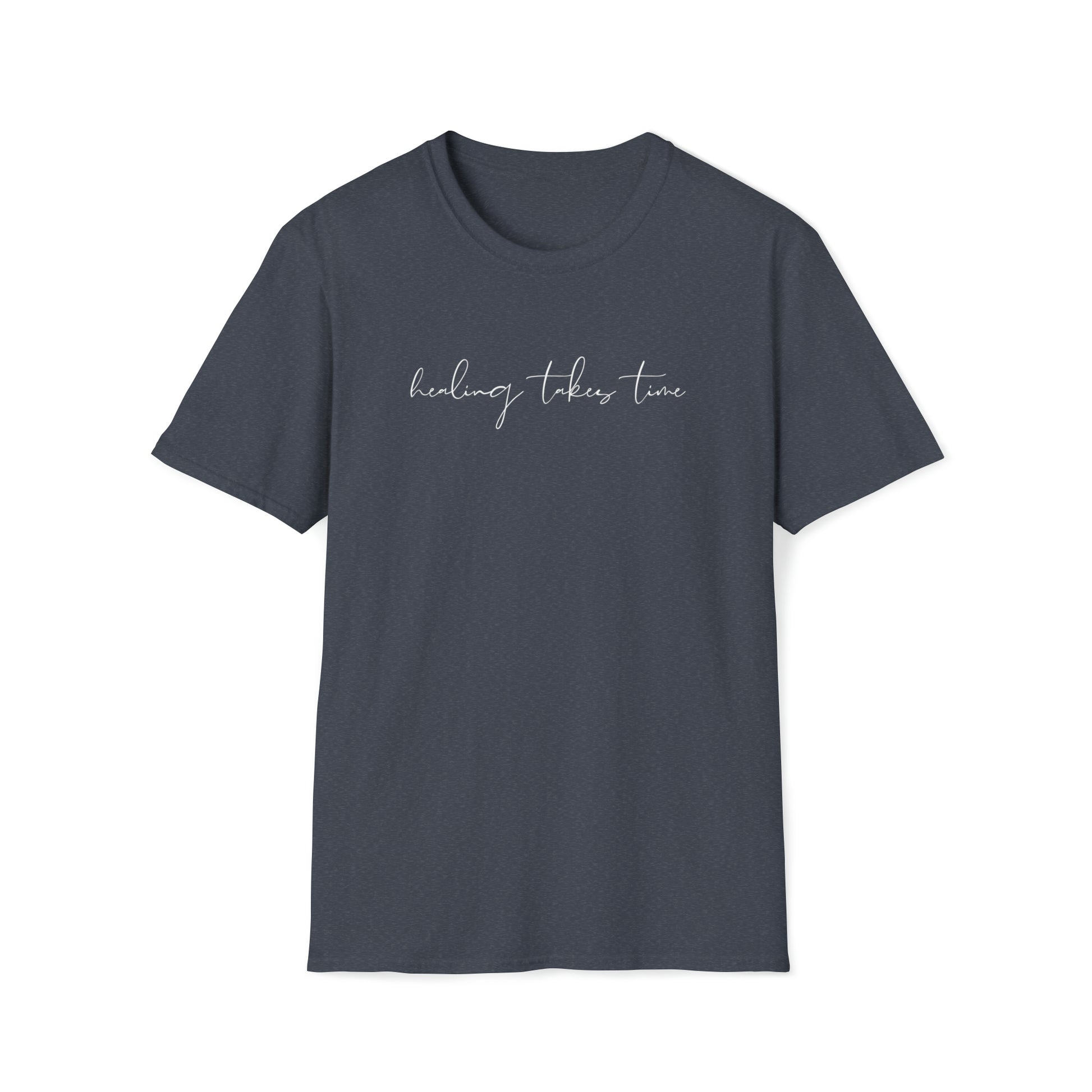 Front print "healing takes time" Heather Navy