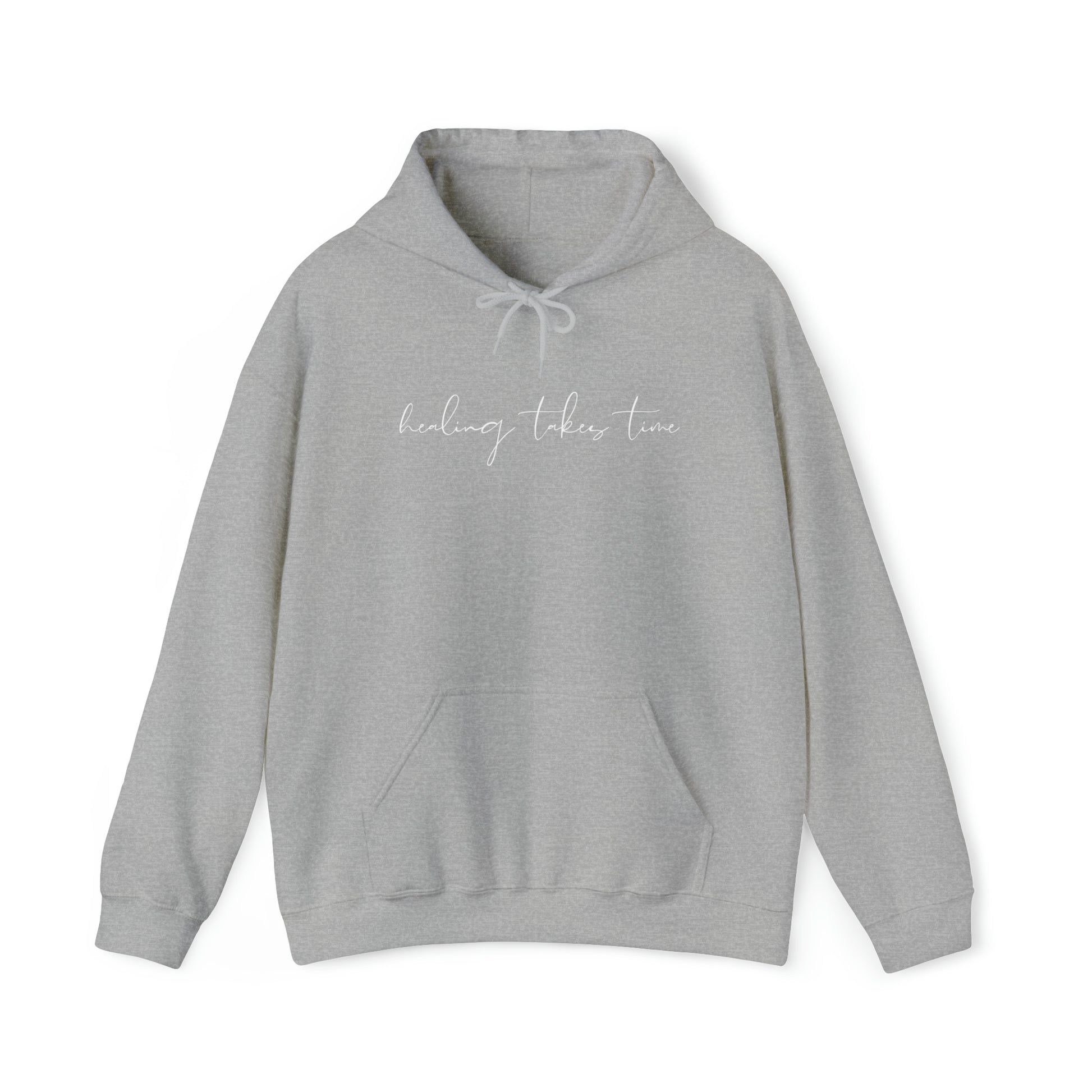 Sports Grey "healing takes time" hooded sweatshirt