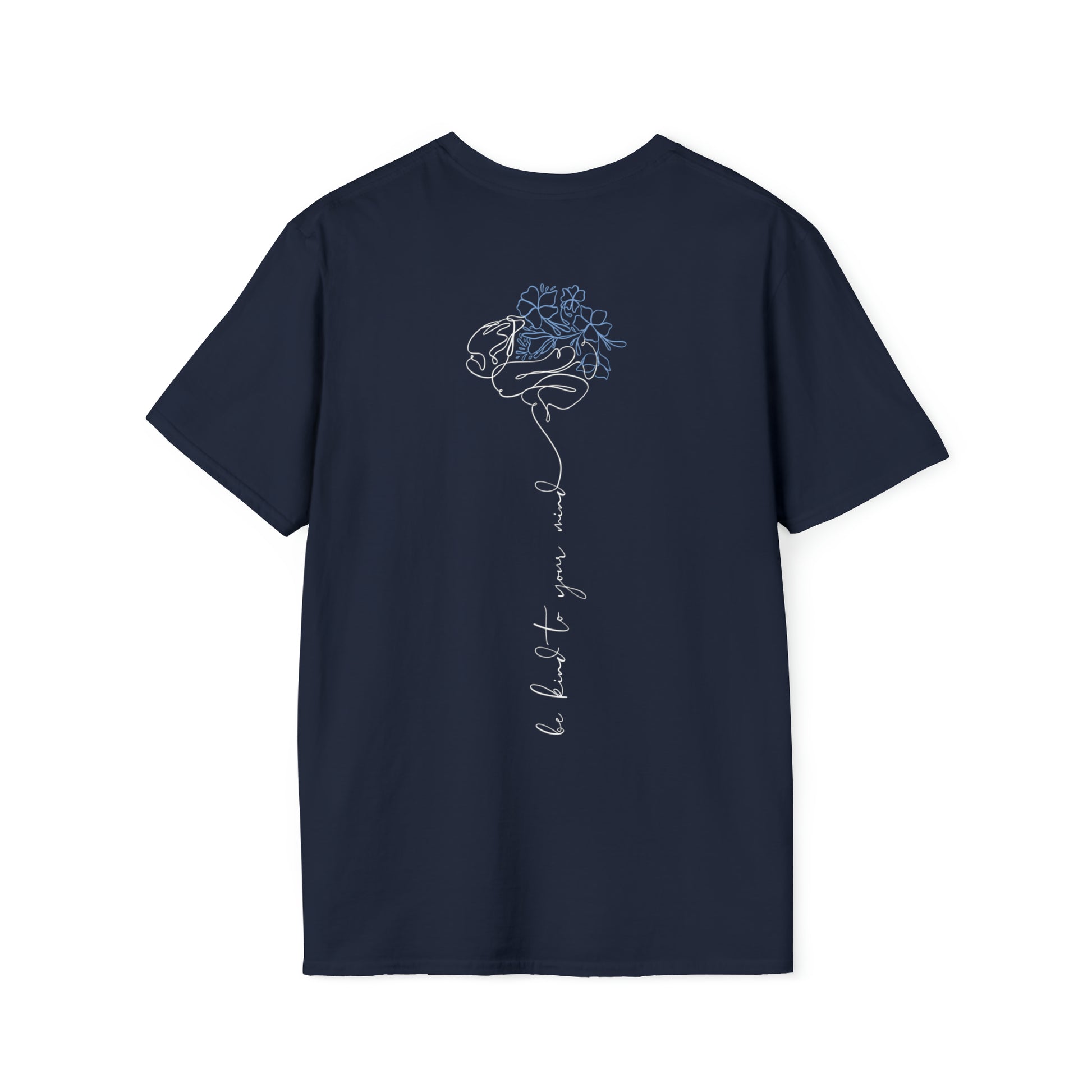 back print "be kind to your mind" navy