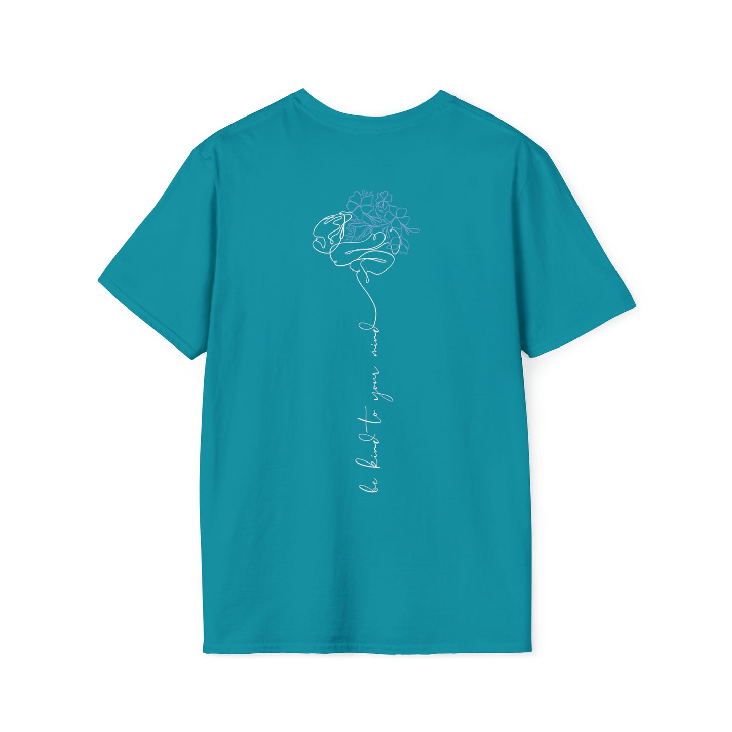 back print "be kind to your mind" tropical blue